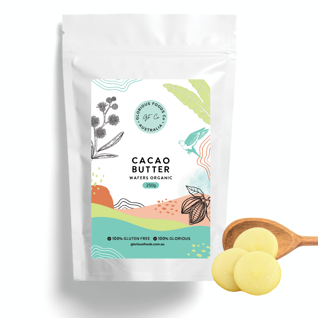 Organic Cacao butter from the Mountains of Peru. Cacao is revered the World over, and it a truly unique and special plant fruit that has such a wide variety of uses. Cacao Butter Organic Glorious Foods Co