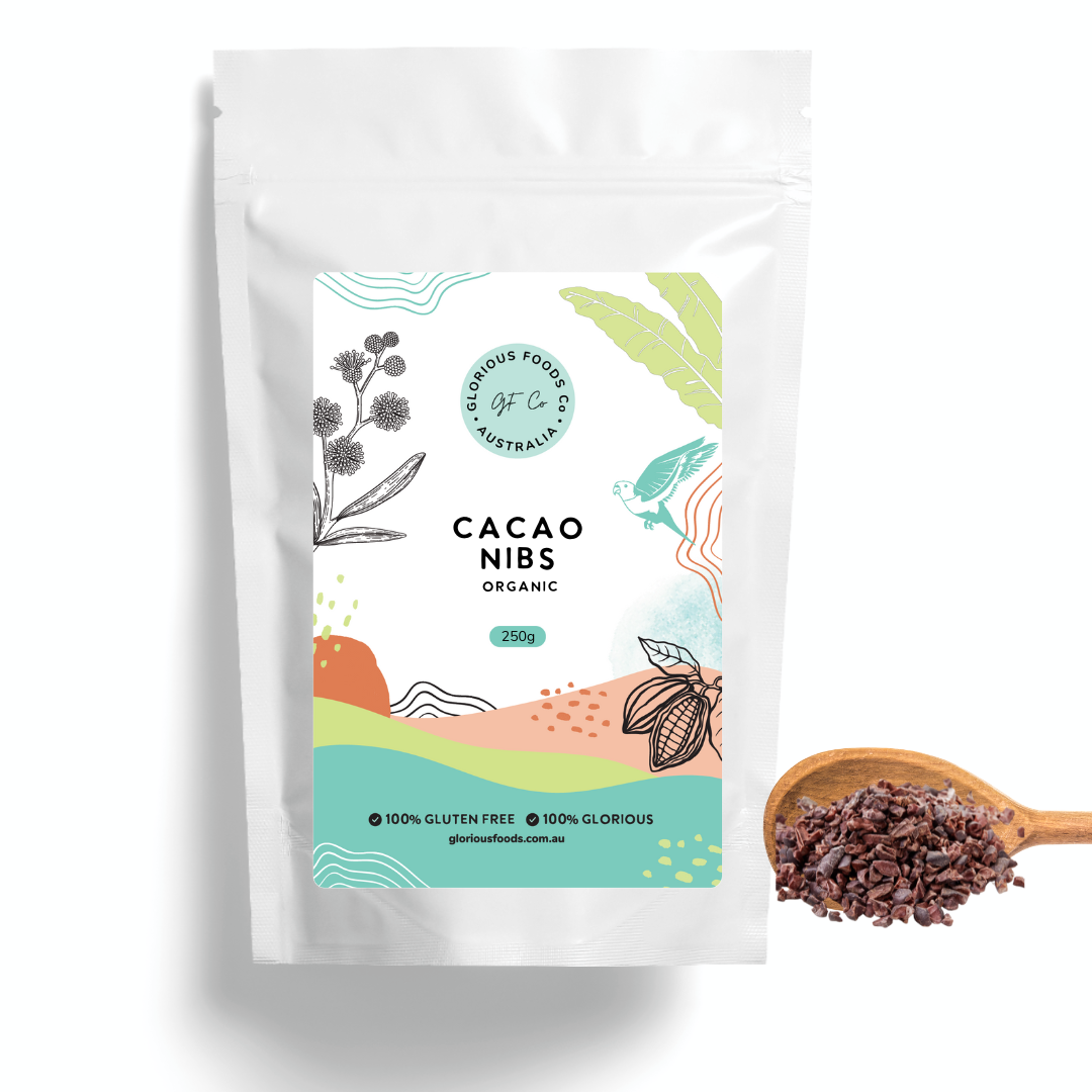 Discover the magic of Peruvian Cacao Nibs originating in the Aztec region.Raw cacao is one of the most sought after superfoods known to man. Mature cacao pods are Cacao Nibs Organic Glorious Foods Co