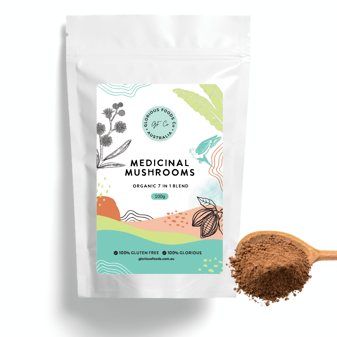 Medicinal Mushrooms Organic - 7 In 1 Blend Glorious Foods Co 100g